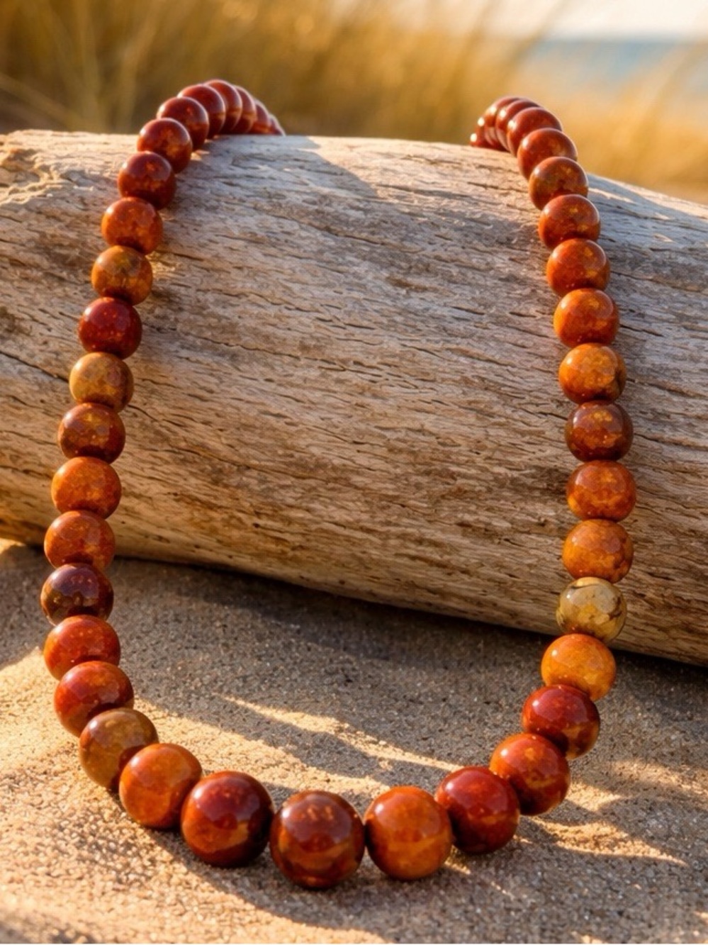 Vintage Chunky Apple Coral Graduated Bead Necklace 18” 80g Barrel Clasp Boho Lux